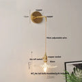 Modern copper etched glass led wall light fixture bedroom sconce
