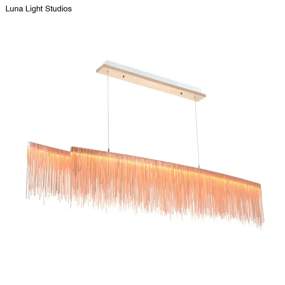 DecorBites™ Contemporary Metal Gold LED Pendant Light for Dining Room - Linear Island Design, 39"/47" Wide