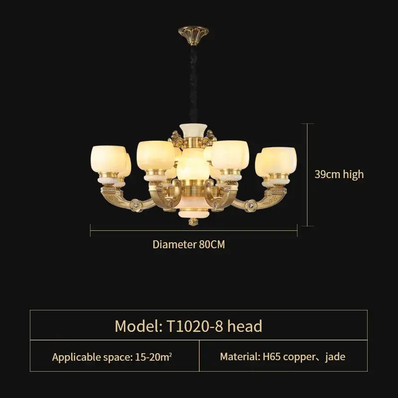 DecorBites™ All Copper Jade Chinese Chandelier: Modern & Simple Living Room Lighting
