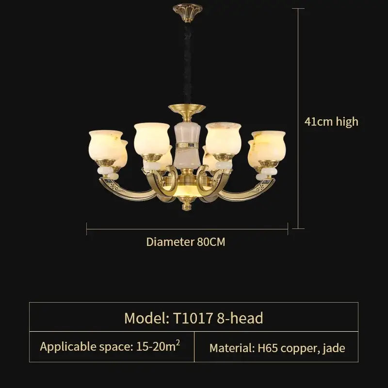 Modern copper jade pendant lamp for dining room decor