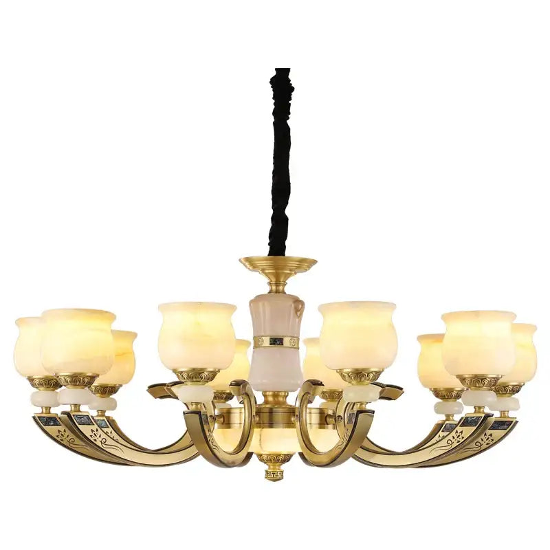 Modern copper jade pendant lamp for dining room decor