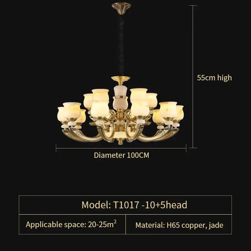 Modern copper jade pendant lamp for dining room decor