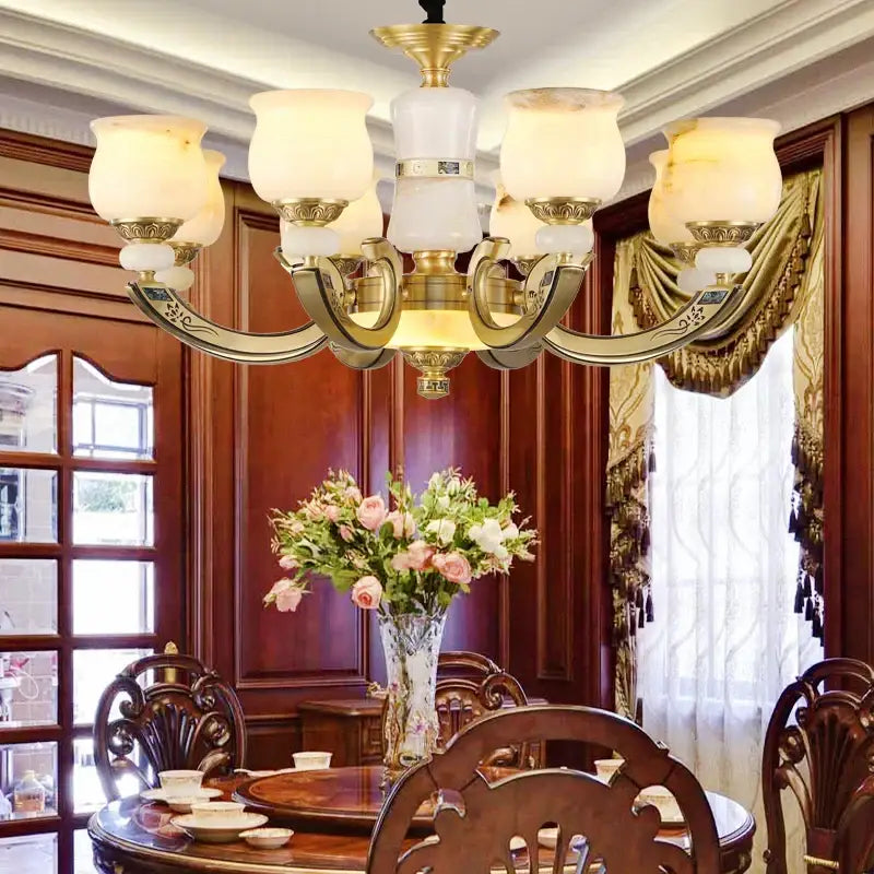 Modern copper jade pendant lamp for dining room decor