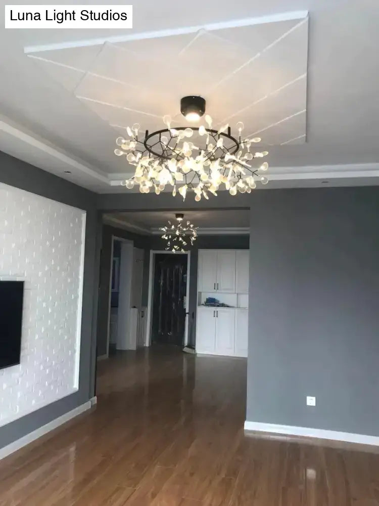 DecorBites™ Modern LED Lamp Firefly Tree Branch Leaf Pendant Light Round Flower Suspension Lamps