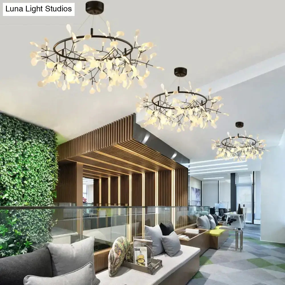 DecorBites™ Modern LED Lamp Firefly Tree Branch Leaf Pendant Light Round Flower Suspension Lamps