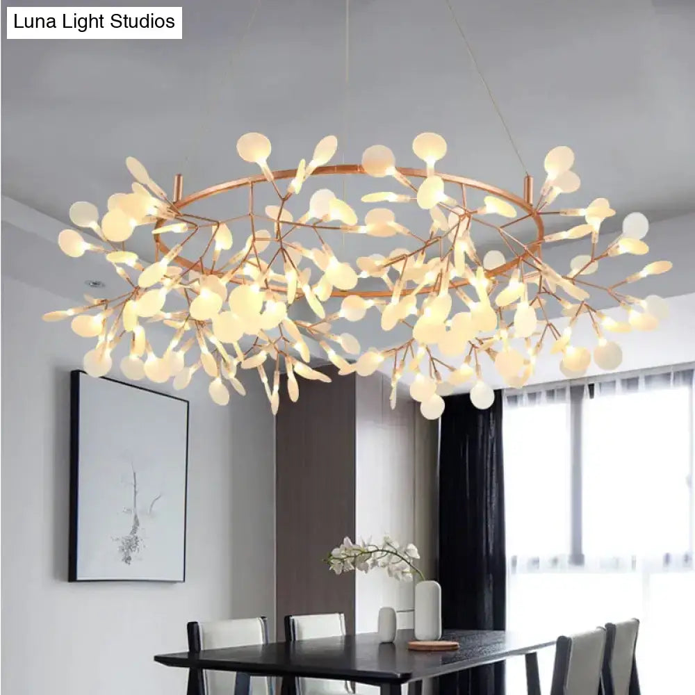 DecorBites™ Modern LED Lamp Firefly Tree Branch Leaf Pendant Light Round Flower Suspension Lamps