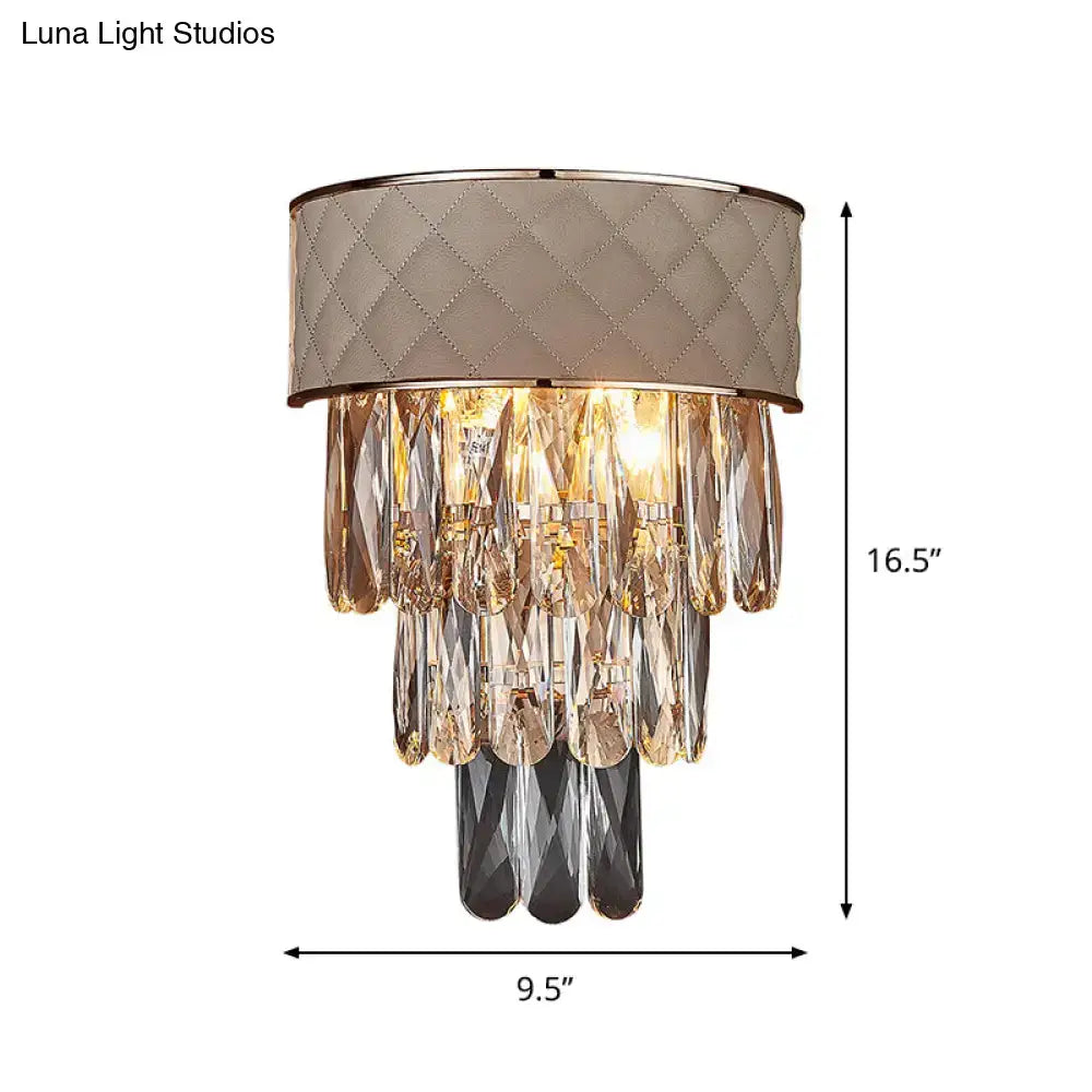 Modern cream wall lamp bedroom crystal prism shade