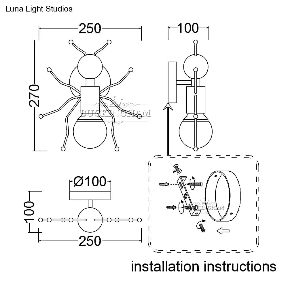 Modern creative minimalism metal robot ant wall sconce bedroom light
