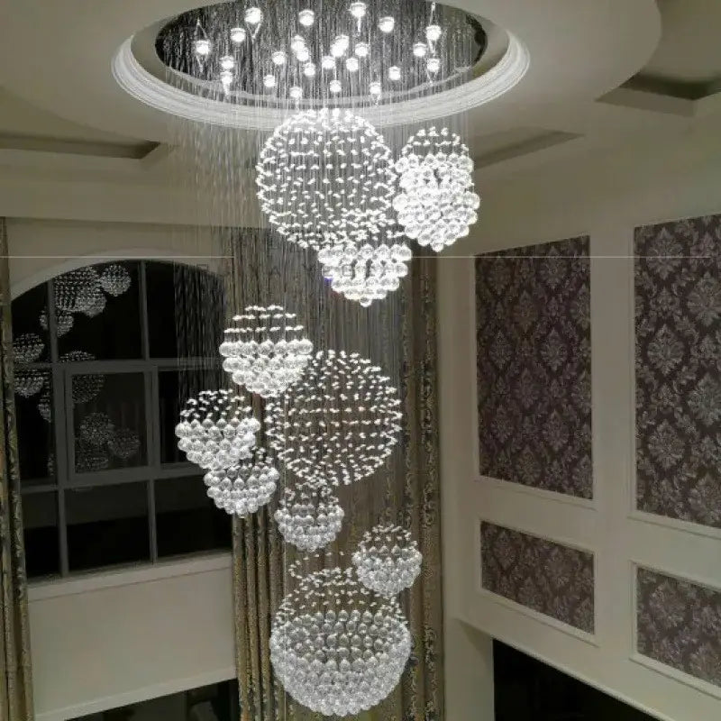 Modern crystal ball led chandelier living room pendant light