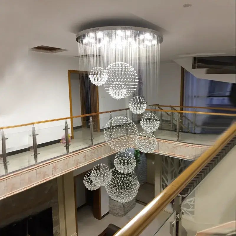 Modern crystal ball led chandelier living room pendant light