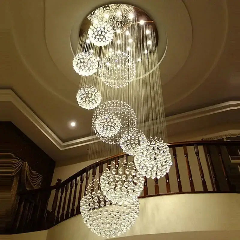 Modern crystal ball led chandelier living room pendant light