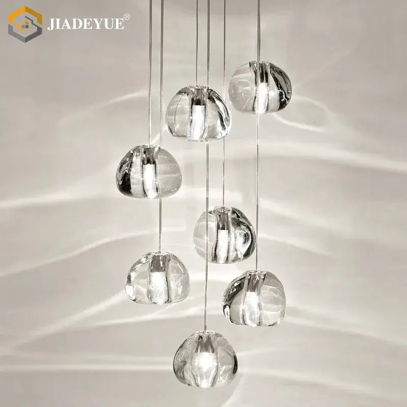 Modern crystal ball nordic led chandelier staircase pendant light