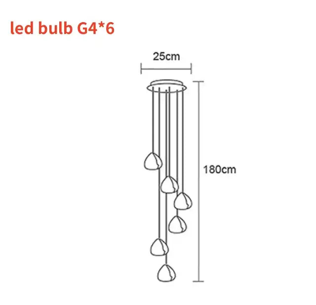 Modern crystal ball nordic led chandelier staircase pendant light