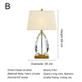 Modern crystal bedside lamp with white fabric shade bedroom light