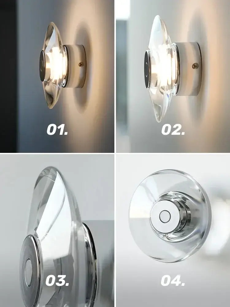 DecorBites™ Crystal Bedside Wall Lamp: Modern Minimalist Circular Design for Home