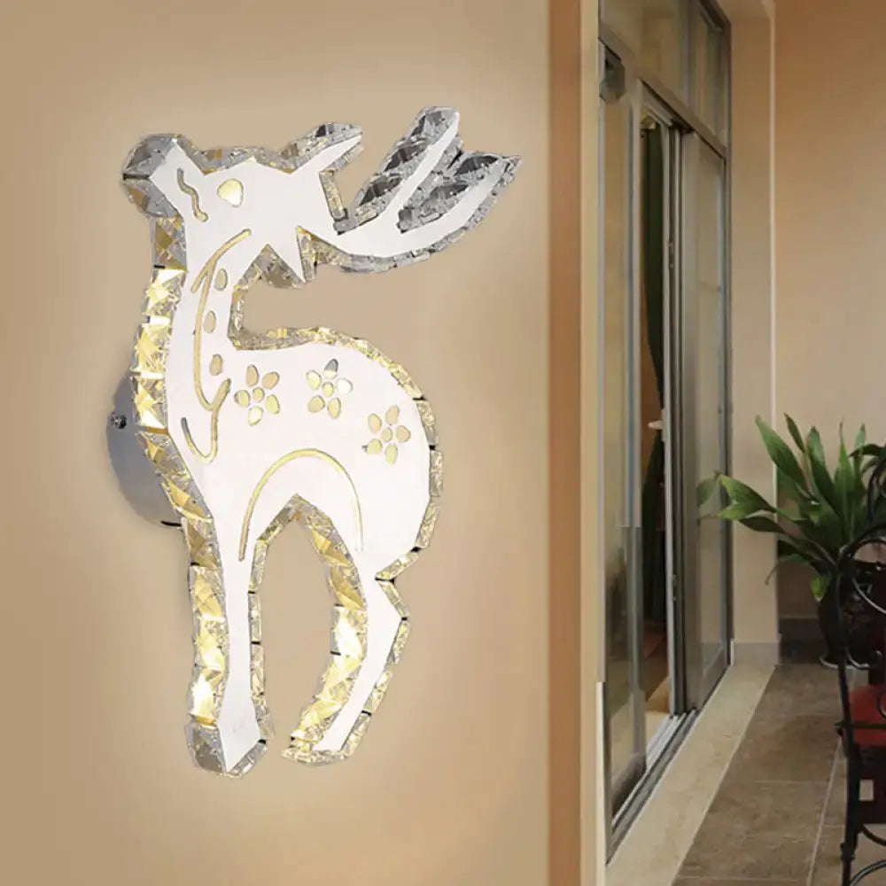 Modern crystal block elk wall sconce white & gold bedroom led light