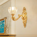 DecorBites™ Modern Beveled Crystal Dome Sconce Light Fixture: Gold 1/2-Bulb Wall Lamp for the Bedroom
