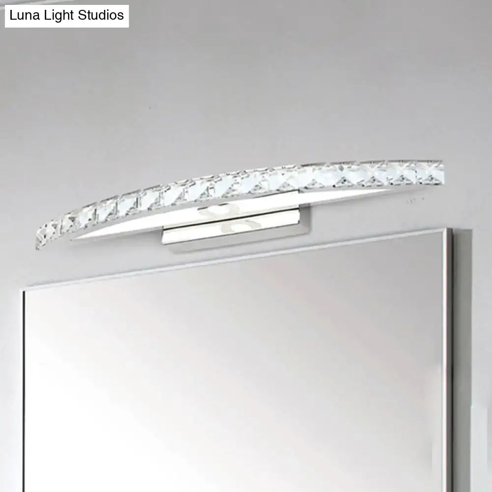 Modern crystal bow bathroom sconce in clear & champagne led bulb