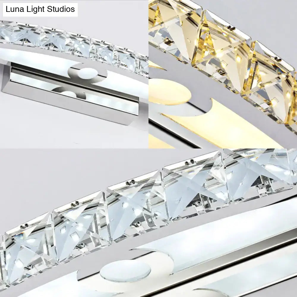 Modern crystal bow bathroom sconce in clear & champagne led bulb