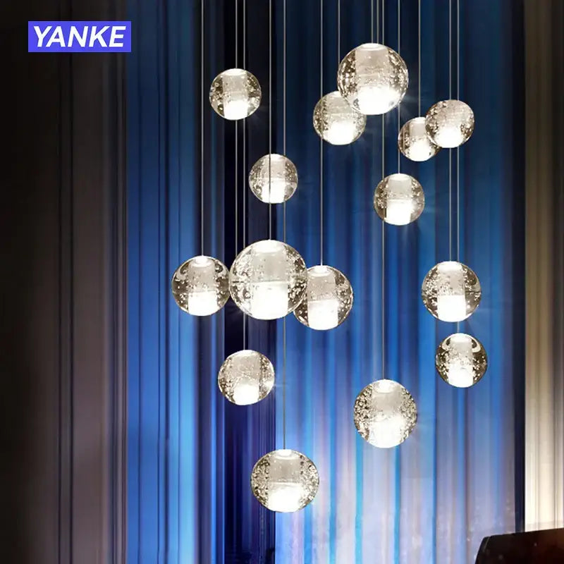 Modern crystal bubble ball pendant light for dining room