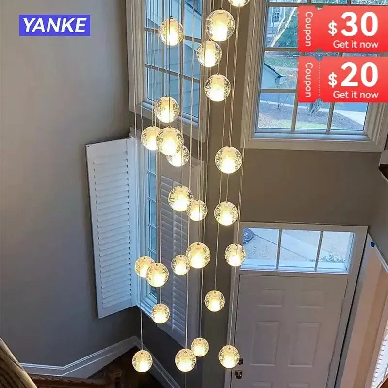Modern crystal bubble ball pendant light for dining room