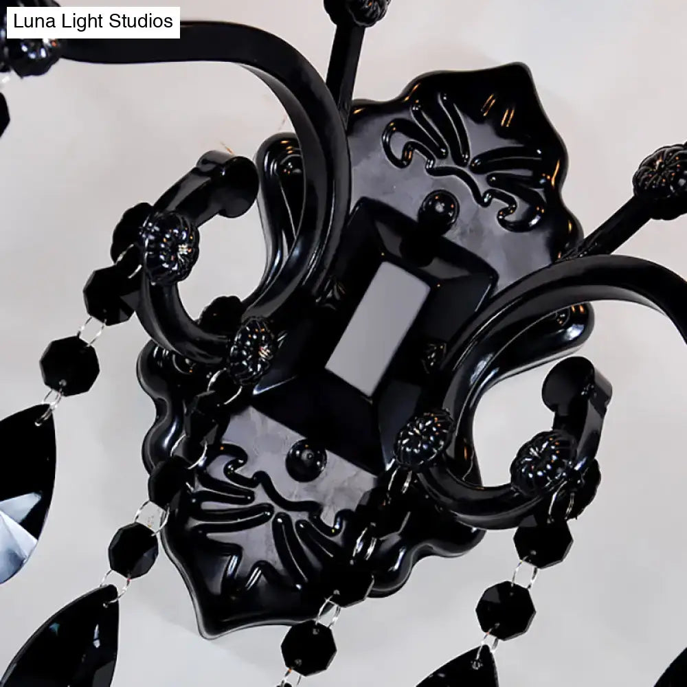 Modern crystal cone wall mount sconce in black for living room