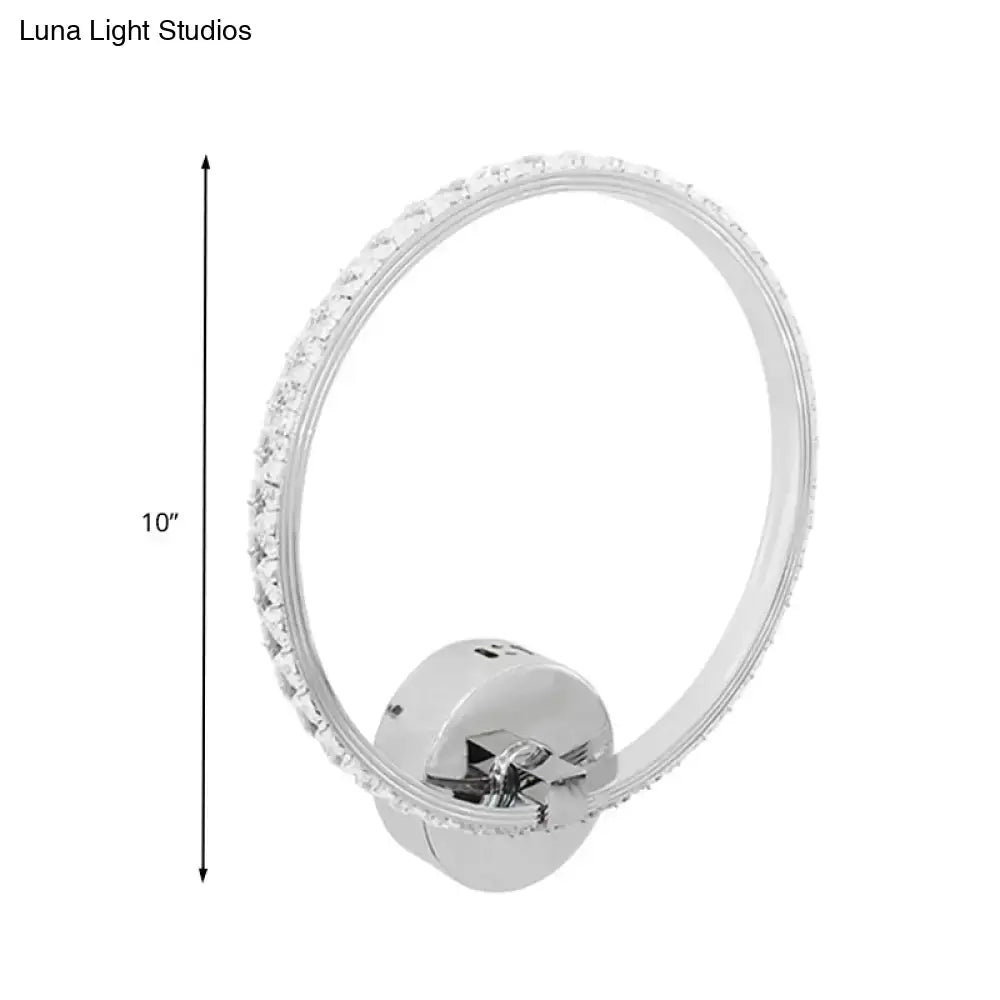 Modern crystal led wall sconce chrome finish bedroom light