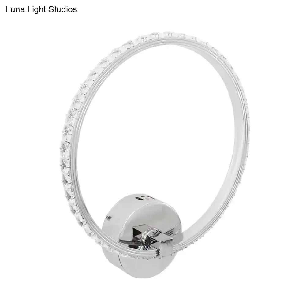 Modern crystal led wall sconce chrome finish bedroom light