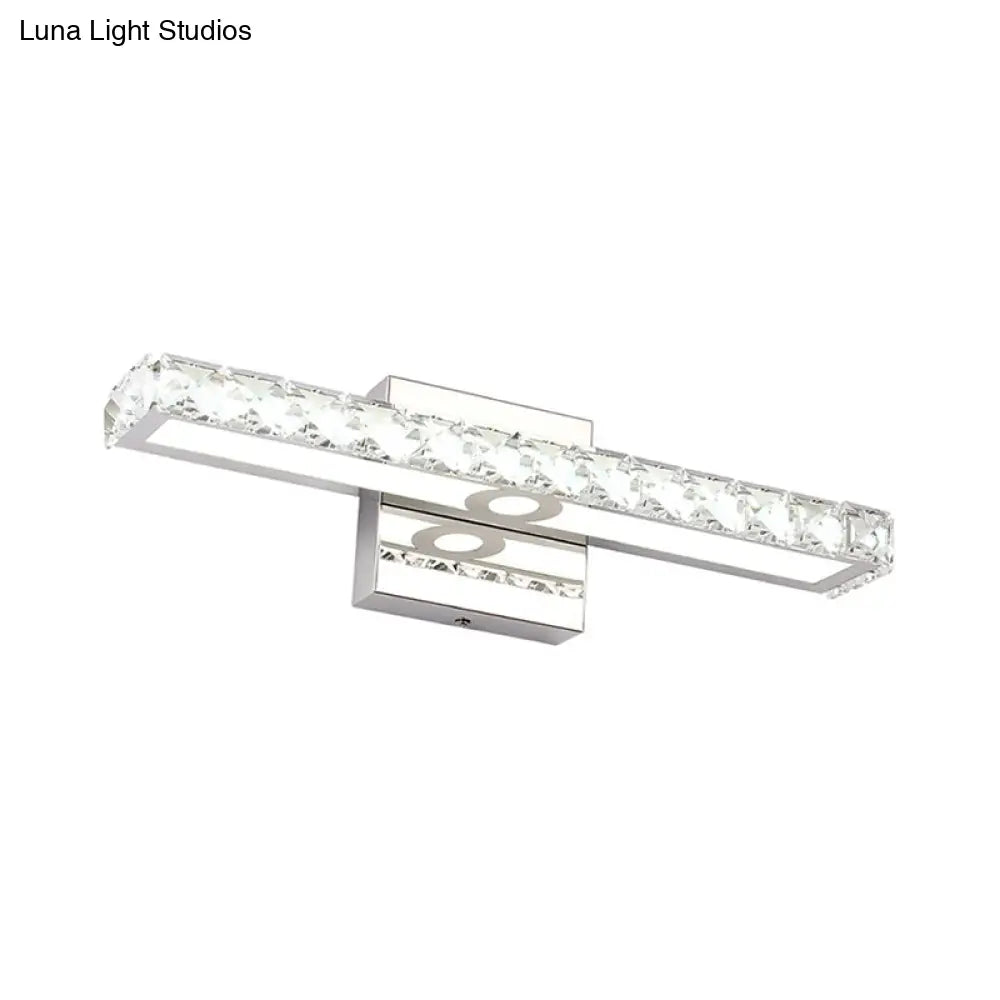 DecorBites™ Modern Crystal Vanity Light: Silver/Champagne Linear Wall Sconce with 1 Light in Warm/White for Bathroom