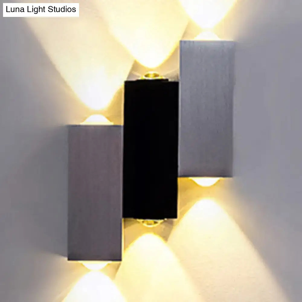 Modern cubic silver & black wall sconce porch direct wired electric