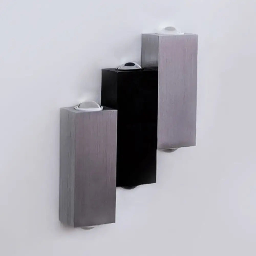 Modern cubic silver & black wall sconce porch direct wired electric