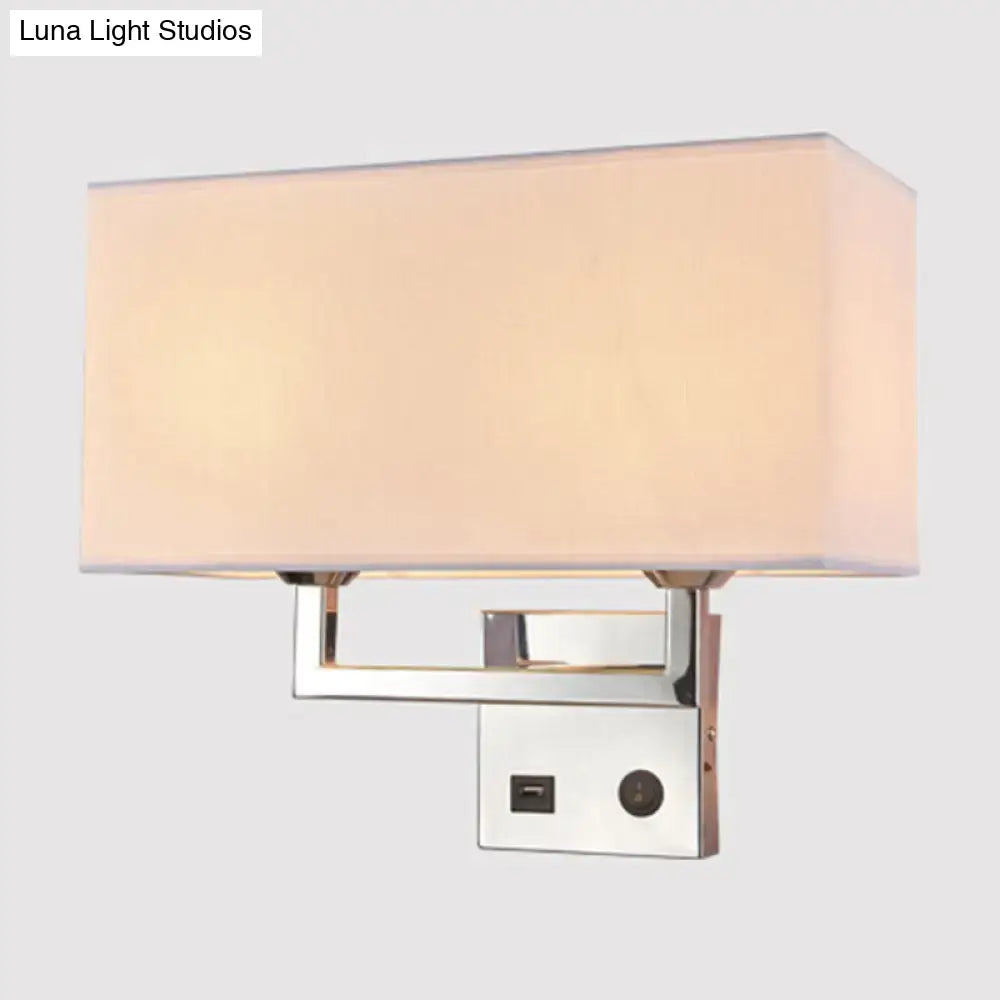 DecorBites™ Minimalist Cuboidal Fabric Wall Light Fixture - Beige/White, 2 Lights - Ideal for Living Room