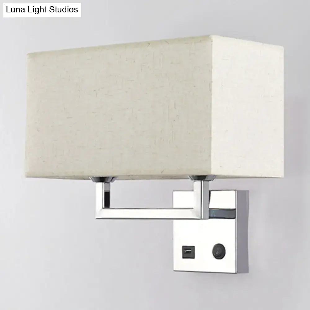DecorBites™ Minimalist Cuboidal Fabric Wall Light Fixture - Beige/White, 2 Lights - Ideal for Living Room