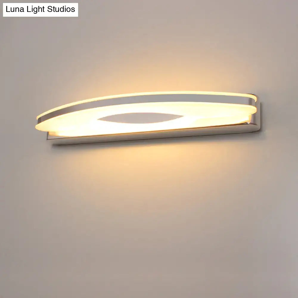 Modern curved led vanity sconce chrome bathroom light