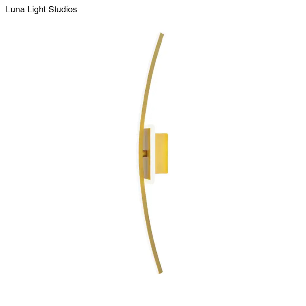 Modern curved linear gold & coffee led wall sconce dining room