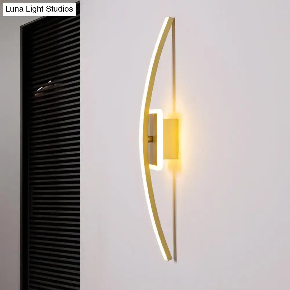 Modern curved linear gold & coffee led wall sconce dining room