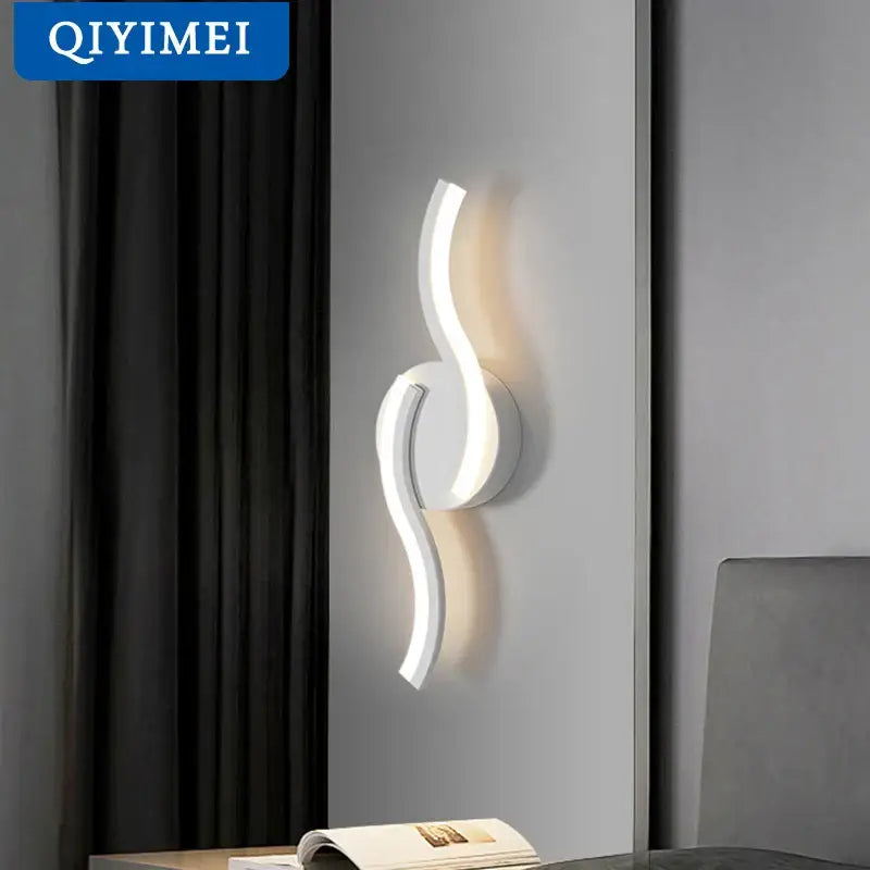 Modern curved white led wall sconces for bedroom lighting