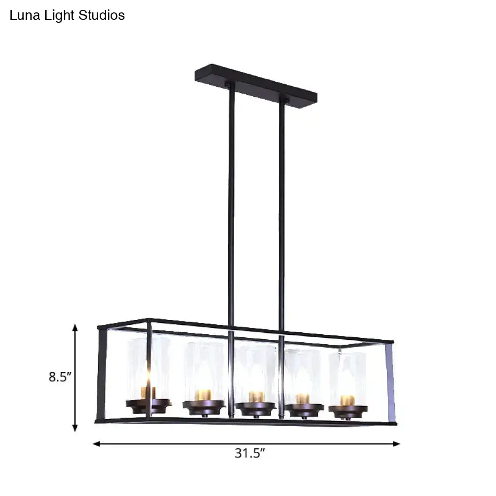DecorBites™ Classic Black Island Pendant Lights for Dining Room with Clear Glass Shade (5/6 Lights)