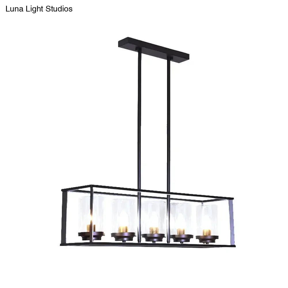 DecorBites™ Classic Black Island Pendant Lights for Dining Room with Clear Glass Shade (5/6 Lights)