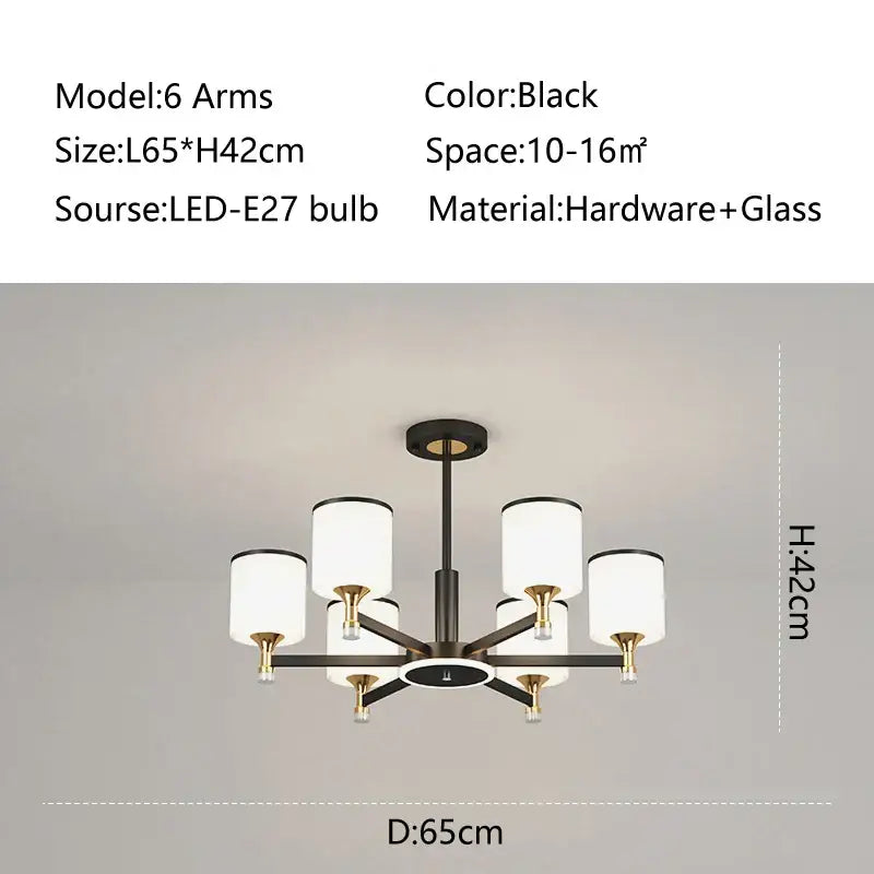 DecorBites™ Glass Chandelier: Nordic Modern LED Hanging Light for Living Room and Bedroom