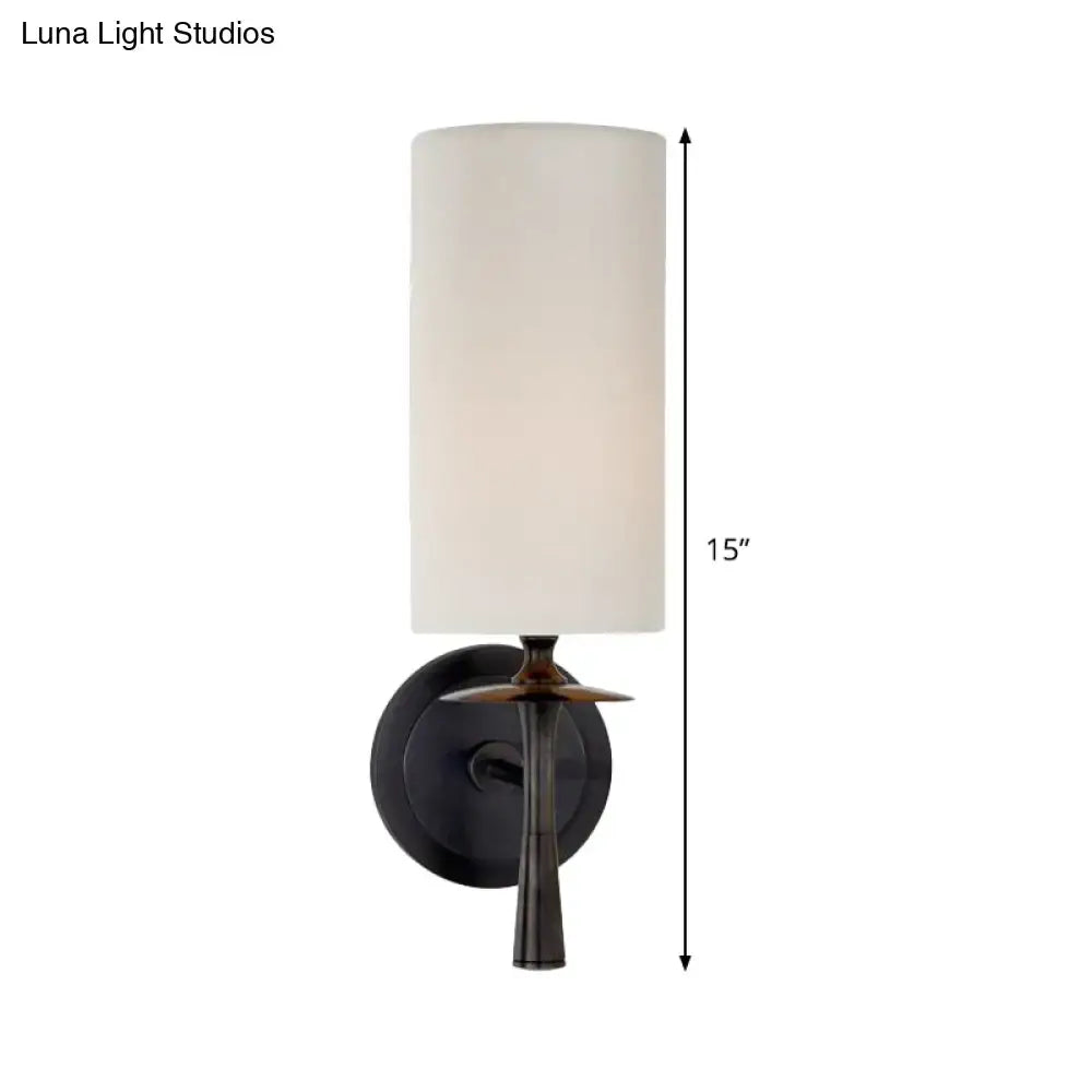 Modern dark bronze sconce light with white glass shade bedroom fixture