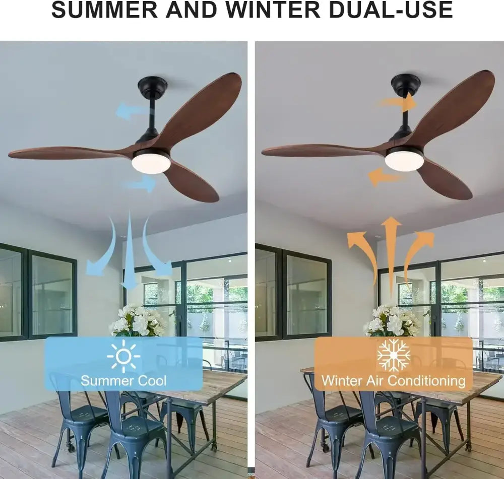DecorBites™ 52 Inch Wood Blade Ceiling Fan with Remote Control and Lights