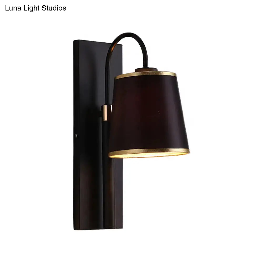 Modern dark brown & gold conical shade wall lamp living room sconce