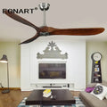 Modern dark brown solid wood dc ceiling fan living room