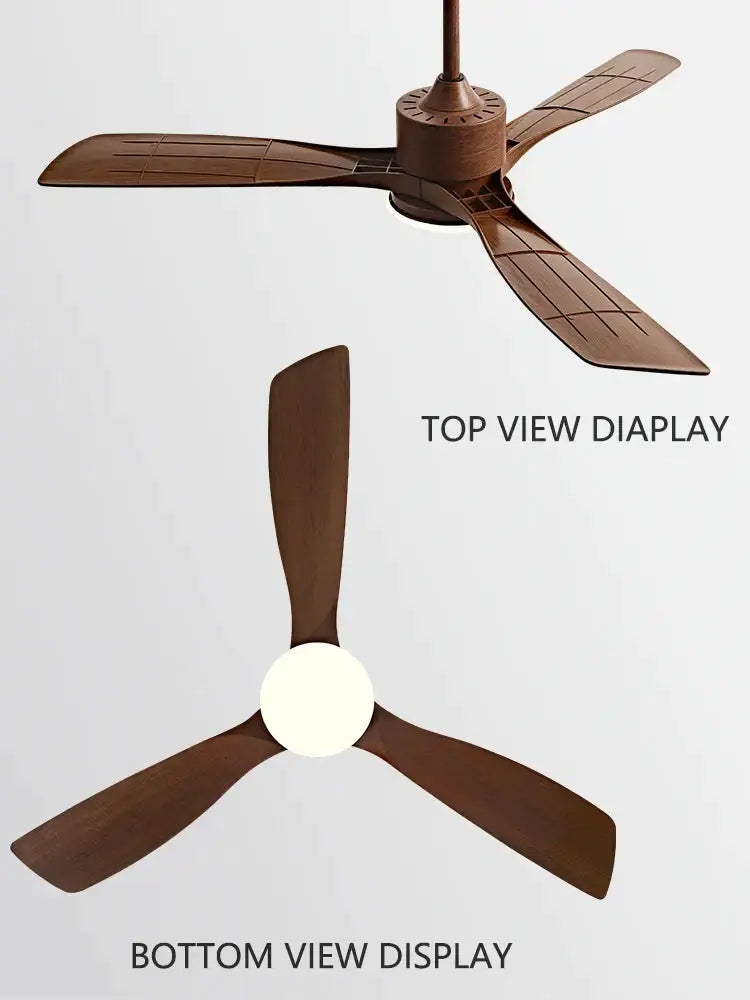 Modern dark brown wooden ceiling fan with led light bedroom remote