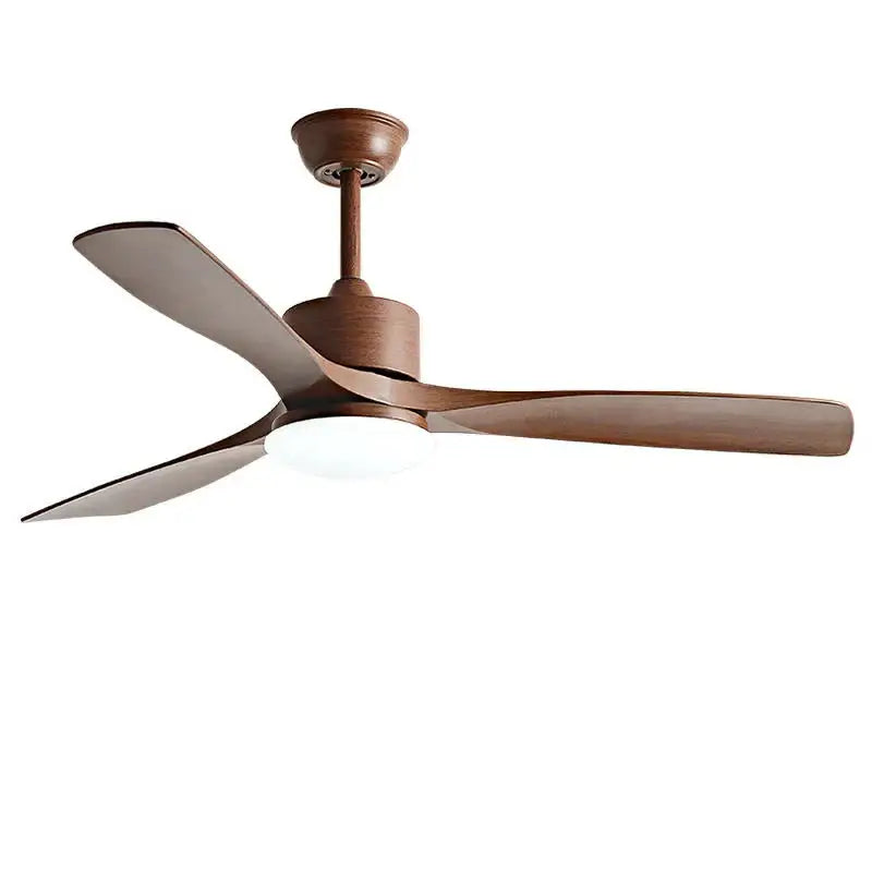 Modern dark brown wooden ceiling fan with led light bedroom remote