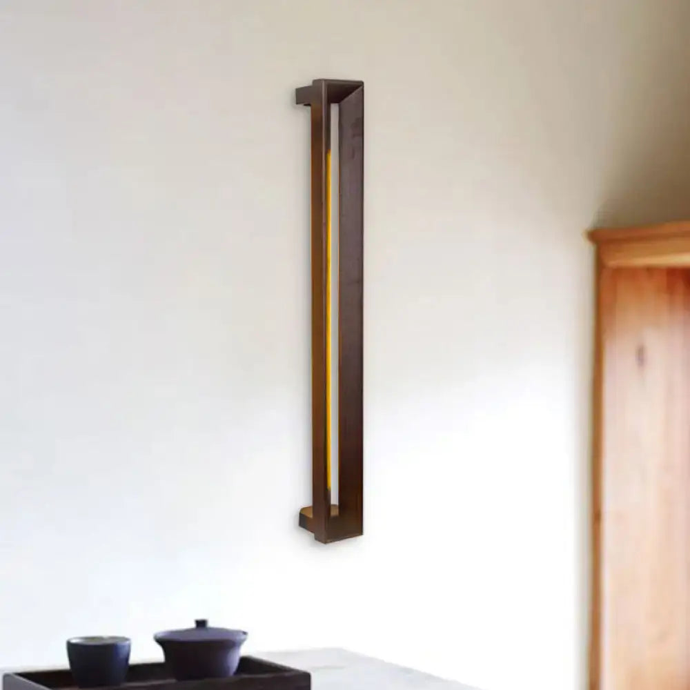 Modern dark brown wooden led wall sconce study room light