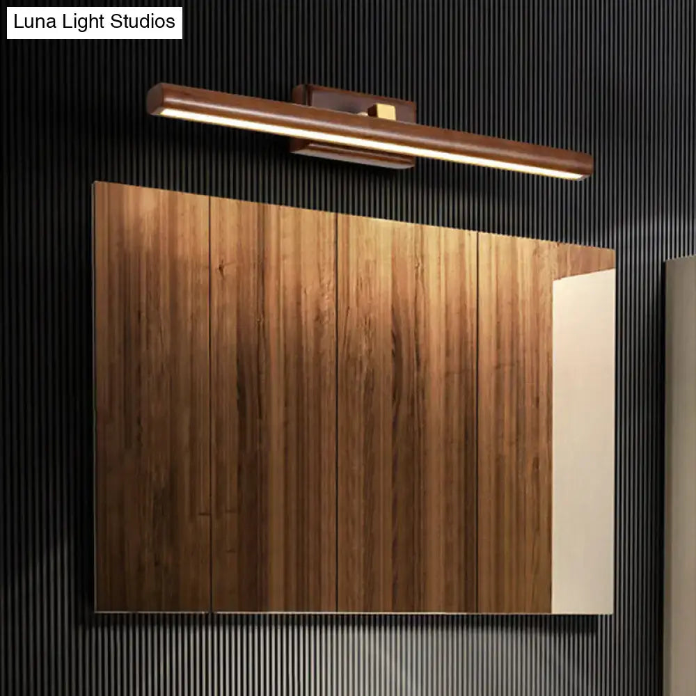 Modern dark wood linear wall sconce bathroom vanity light