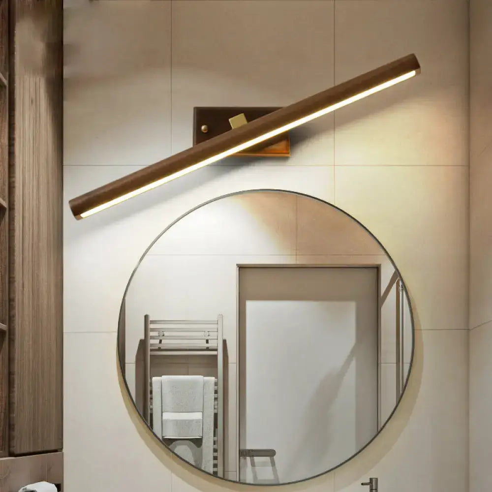 Modern dark wood linear wall sconce bathroom vanity light
