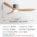 DecorBites™ 52" Low Floor Fan Lights Wood Blade Remote Control Ceiling Fan Strong Winds